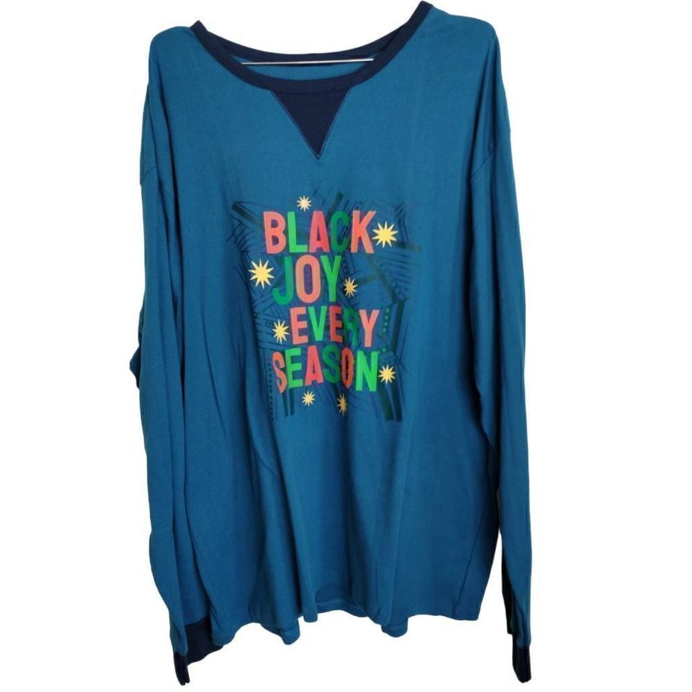 Wondershop‎ Men's T-shirt LS Sleepwear 'Black Joy Every Season' Holiday XXL New